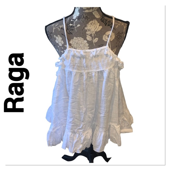 RAGA Tops - RAGA White Tassel Accent Babydoll Boho Tank size large
